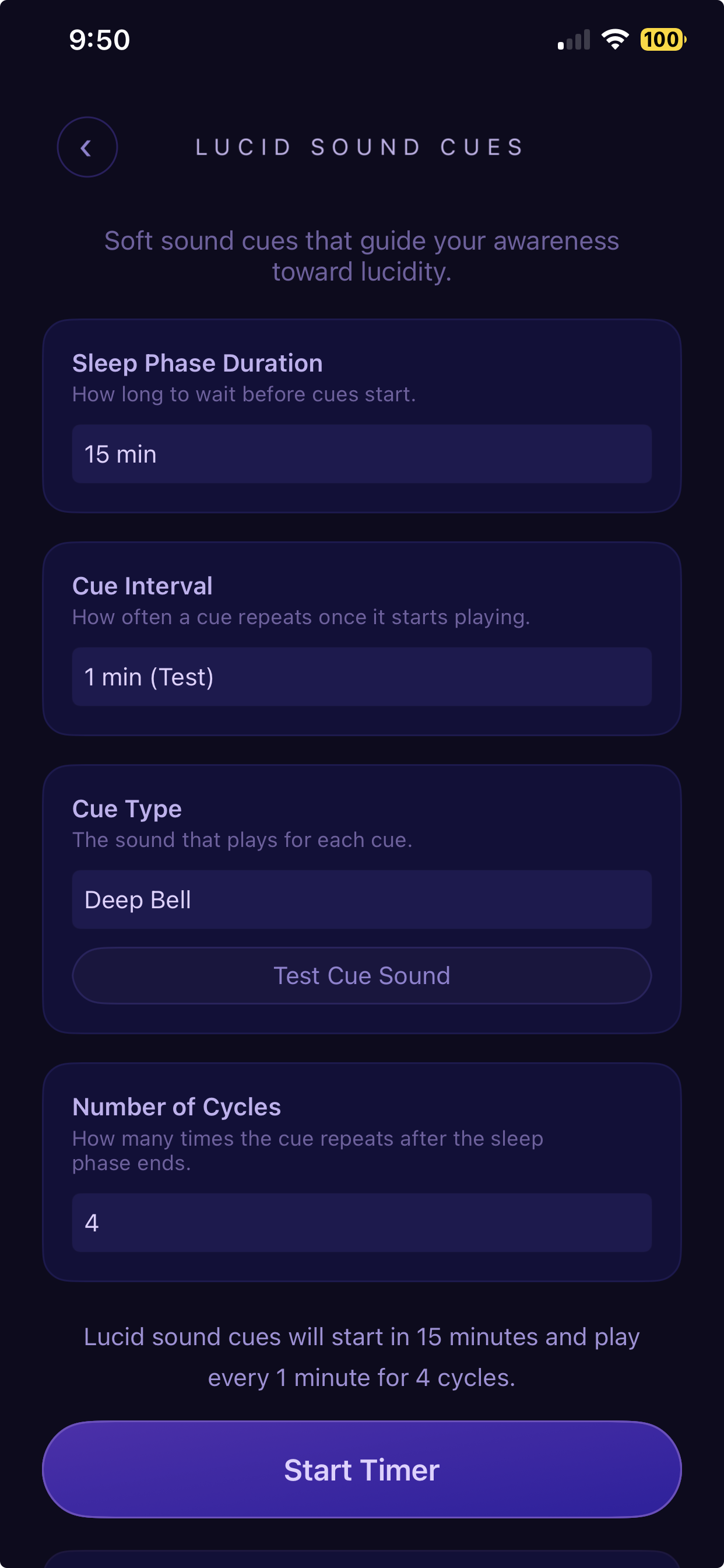 Lucid sound cues